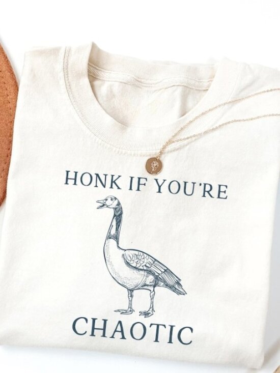 Tops - Funny Goose Meme Shirt, Honk If You're Chaotic, ADHD Humor Tee